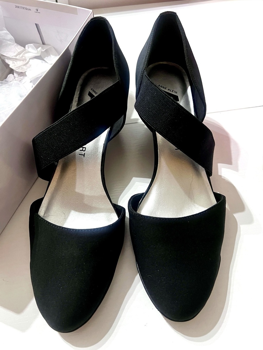 AK Sport Anne Klein Aktara2 Black Satin Flats Size 10.5 NWT